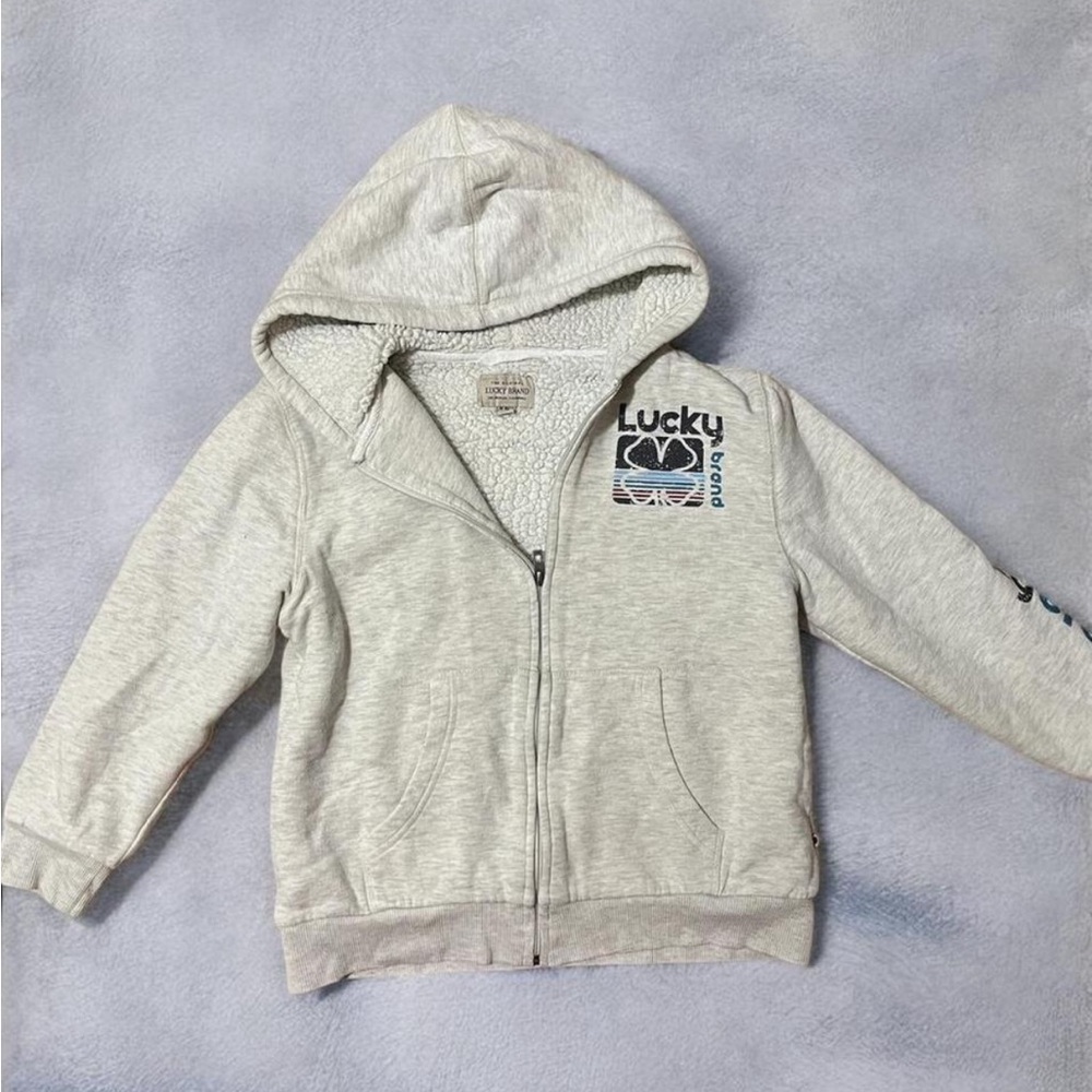 Lucky Brand Light Gray Sherpa lined Hoodie